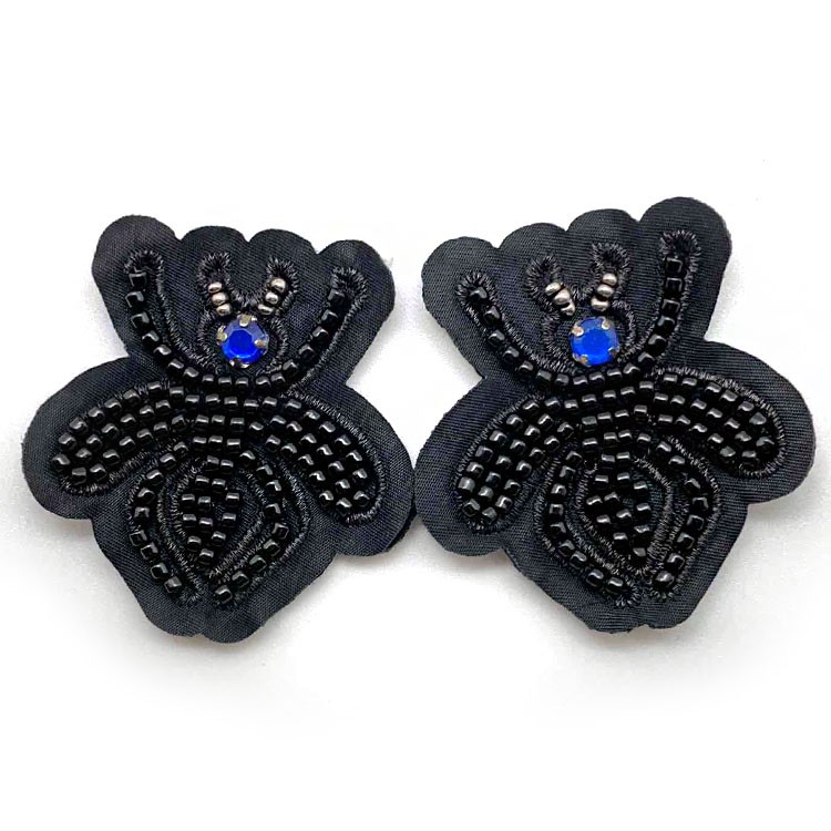 款钉珠绣卡通动物绣花章服装草莓视频污在线批发黑色钉珠服装装饰贴片